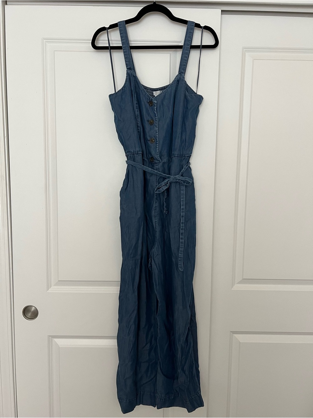 LC Lauren Conrad Chambray Blue Button-Front Jumpsuit